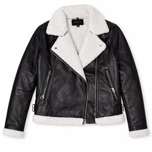 Women's Black and White Shearling Jacket